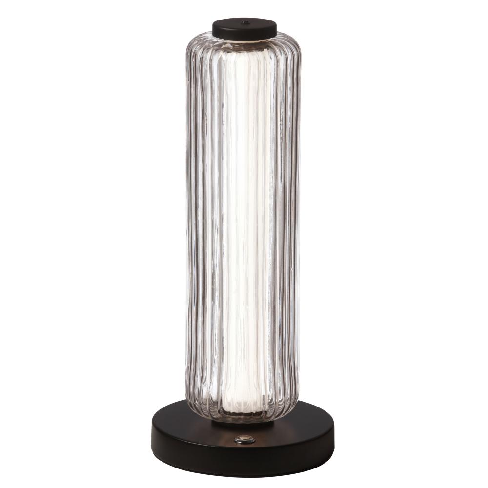 10W Table Lamp, MB w/ CLR Fluted Glass