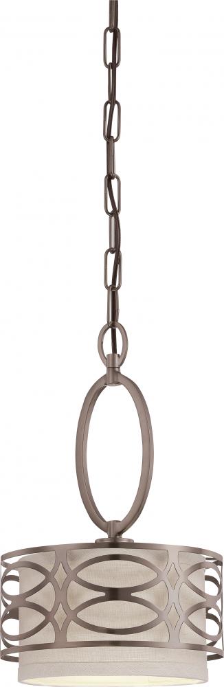 Harlow - 1 Light Mini Pendant with Khaki Fabric Shade - Hazel Bronze Finish