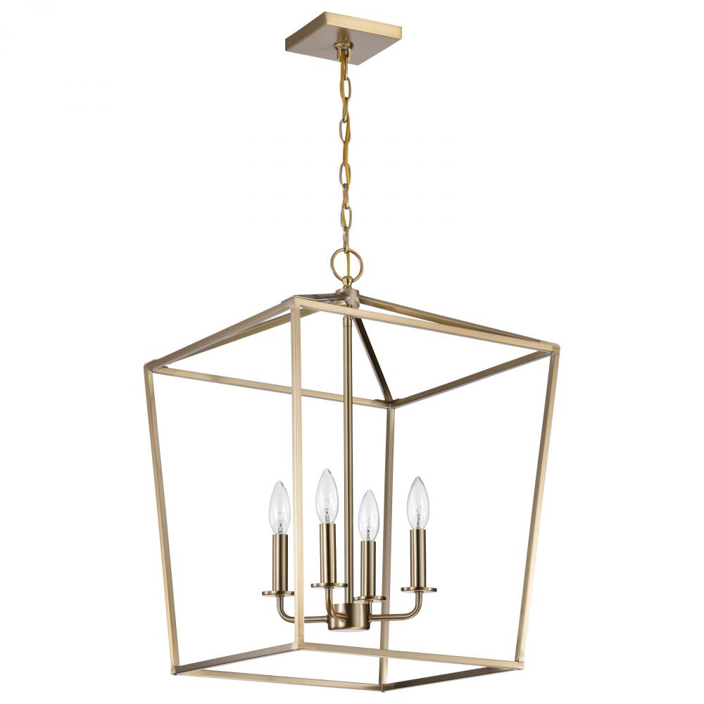 Emma 4 Light Small Pendant; Burnished Brass Finish