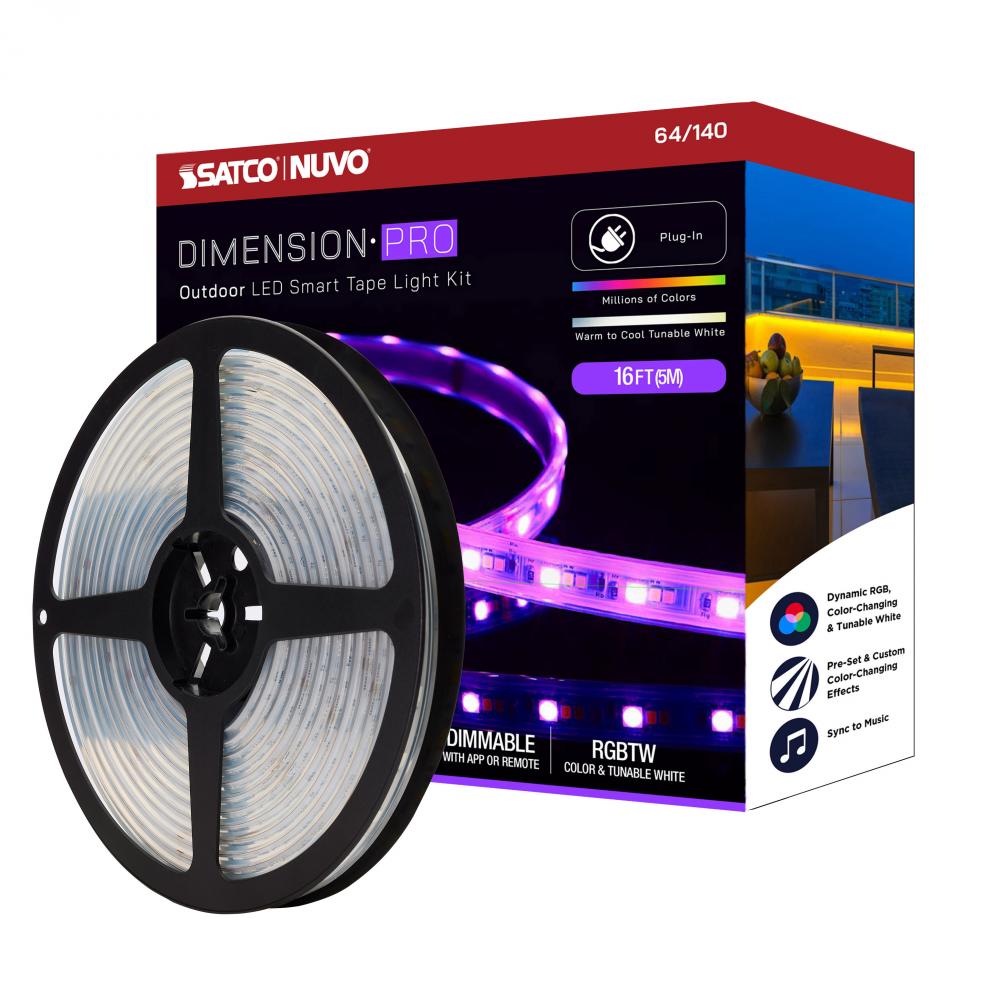 Dimension Pro; Tape light strip; 16 ft.; Hi-Output; RGB plus Tunable White; Plug connection; IP65;