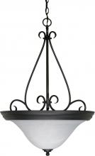  60/385 - Castillo - 3 Light Pendant with Alabaster Swirl Glass - Textured Flat Black Finish