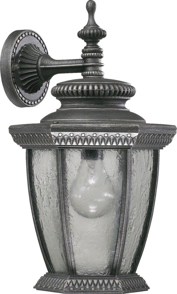 One Light Rustic Silver Clear Water Glass Wall Lantern