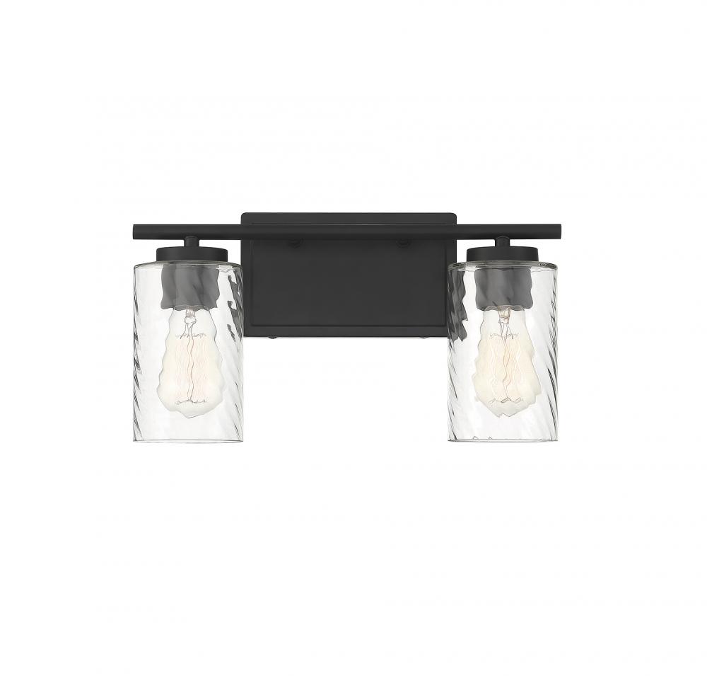 2-Light Bathroom Vanity Light in Matte Black