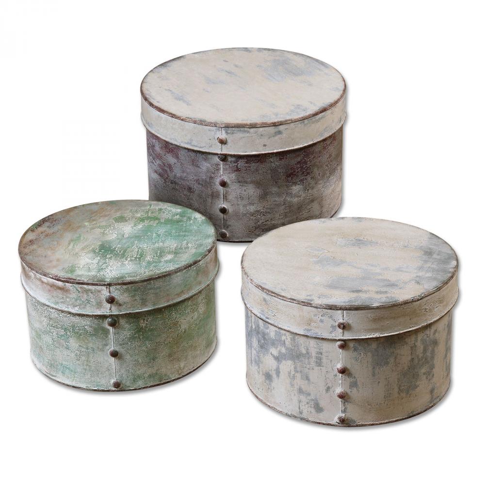 Alina Aged Metal Boxes, S/3