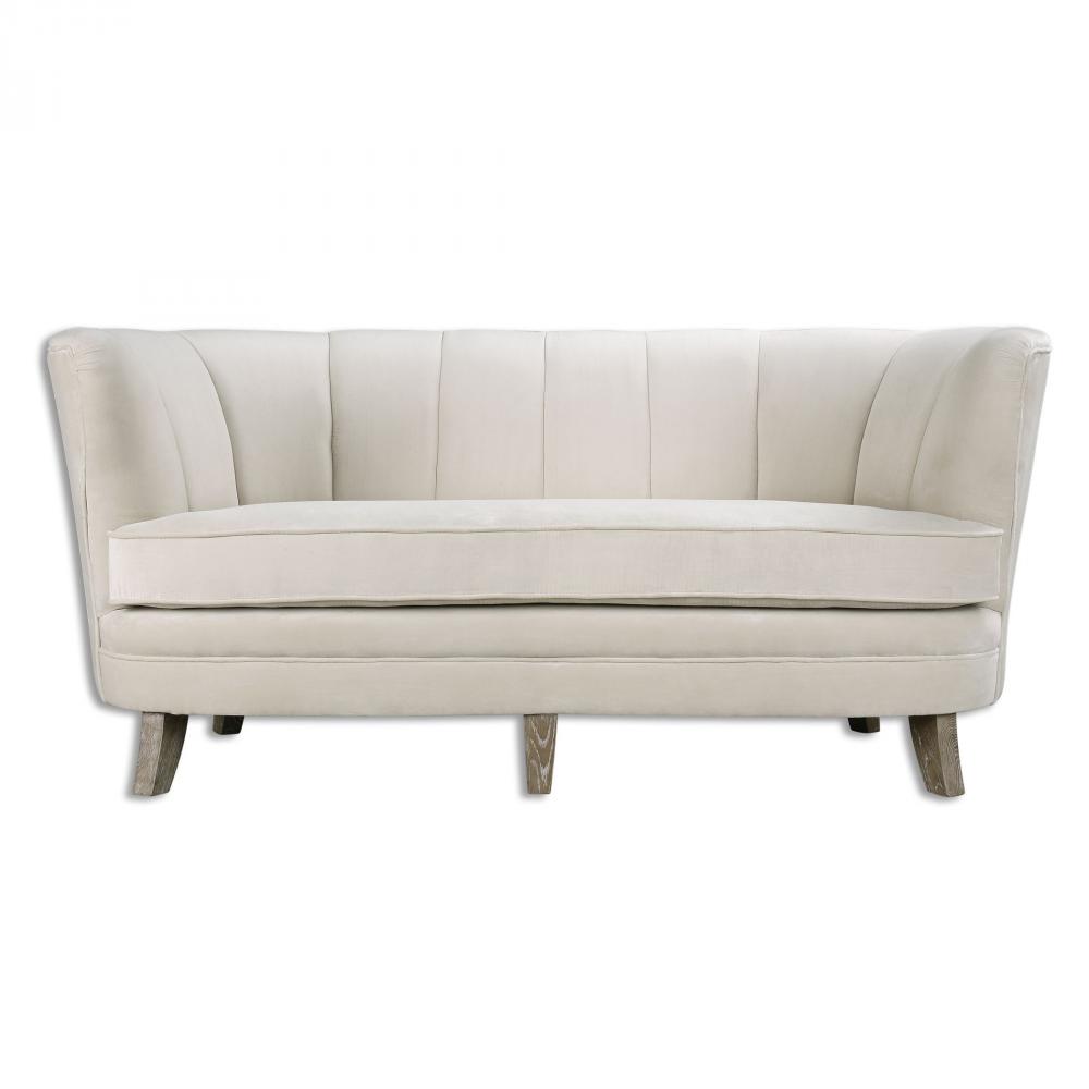 Uttermost Teraj White Velvet Sofa