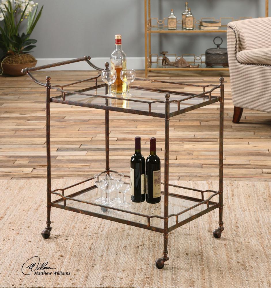 Uttermost Stasia Glass Tea Cart