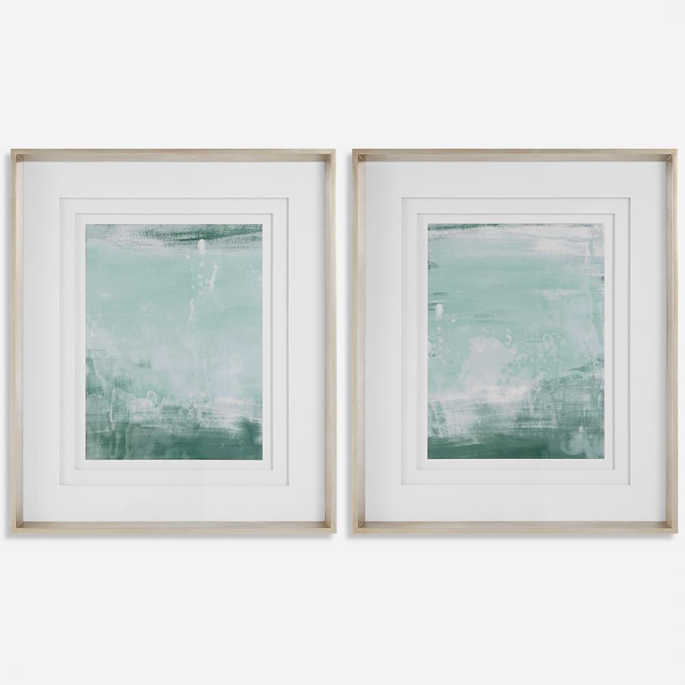 Coastal Patina Modern Framed Prints, S/2