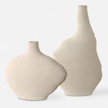  18140 - Duostacked Matte White Vases, S/2