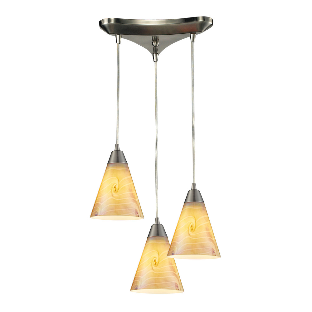 Magellan 3 Light Pendant In Satin Nickel