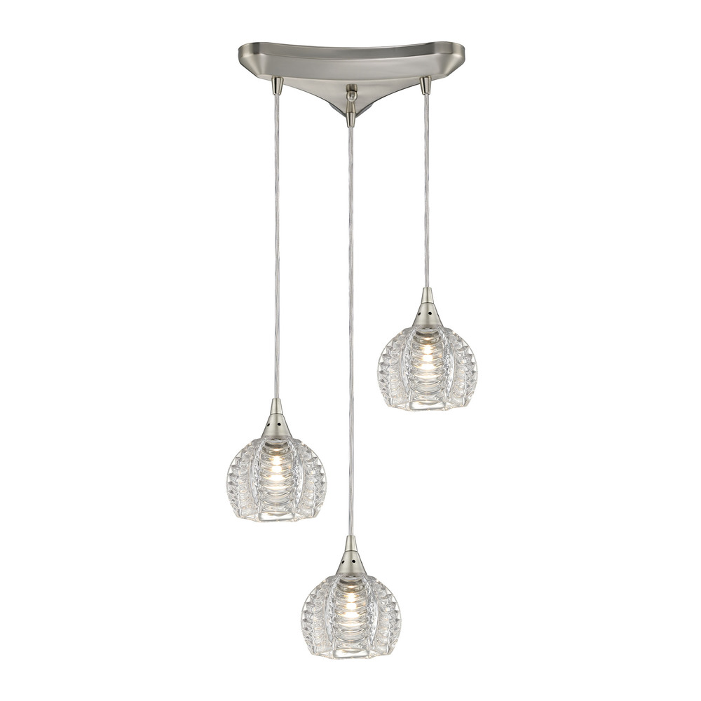 Kersey 3 Light Pendant In Satin Nickel