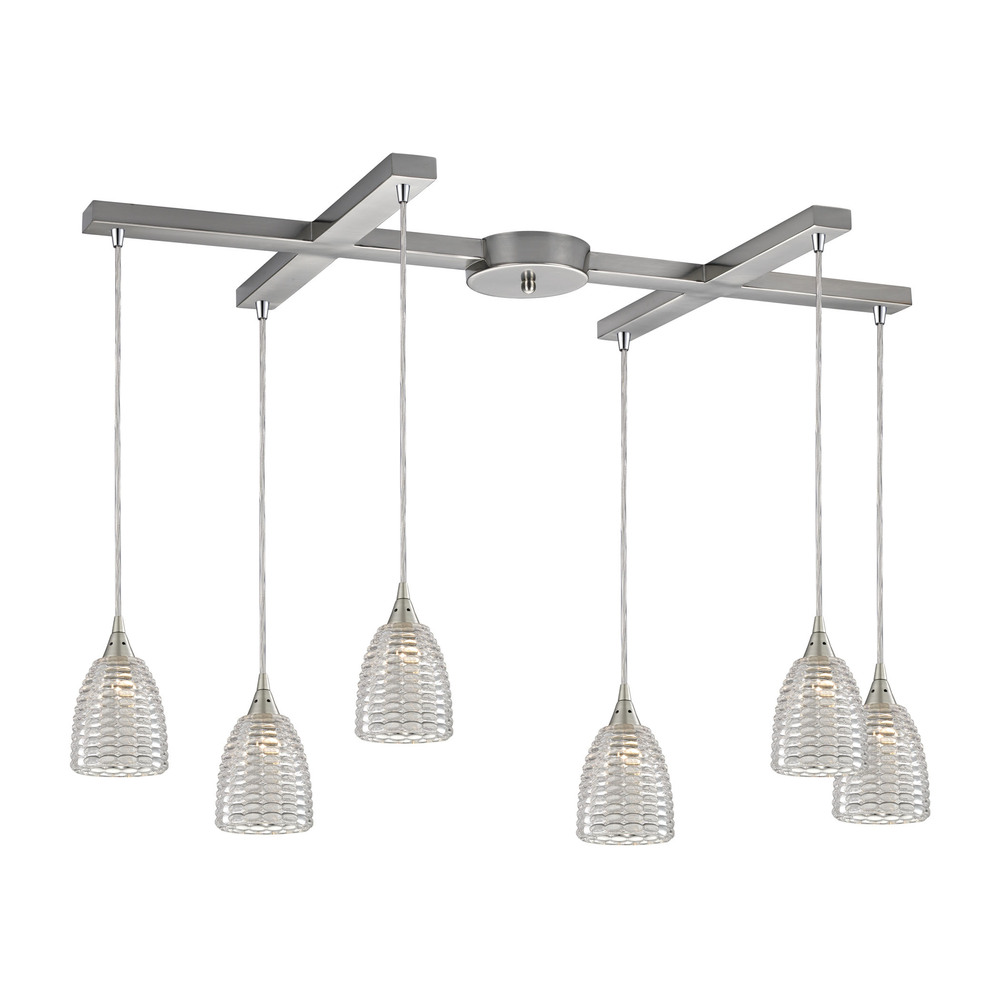 Kersey 6 Light Pendant In Satin Nickel