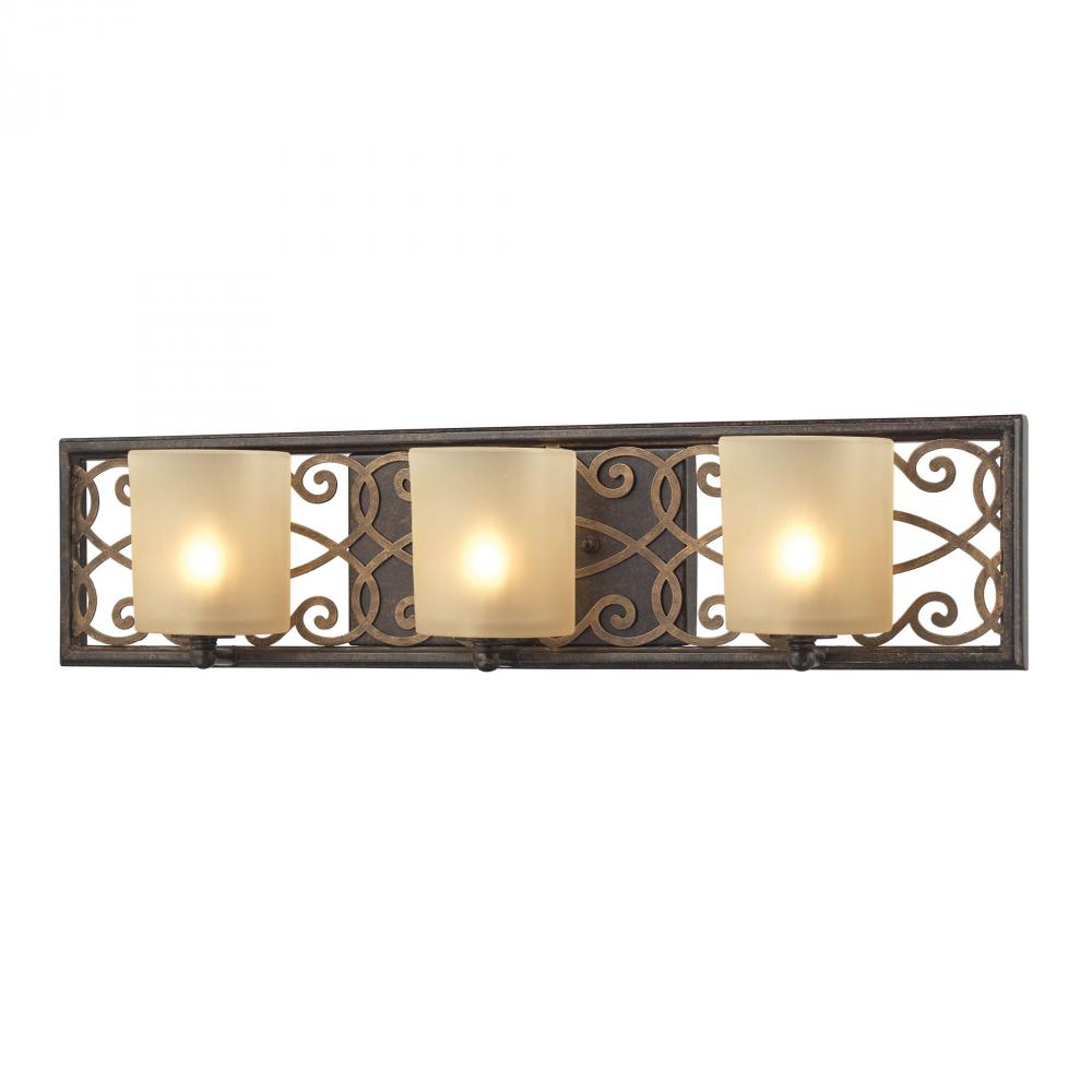 Santa Monica 3 Light Vanity In Weatbered Bronze