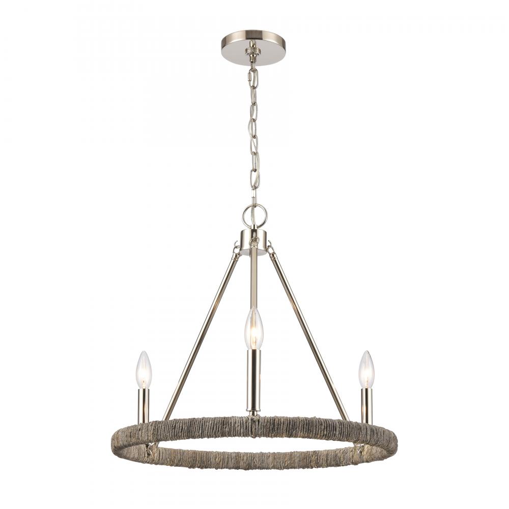 Abaca 20'' Wide 3-Light Chandelier - Polished Nickel