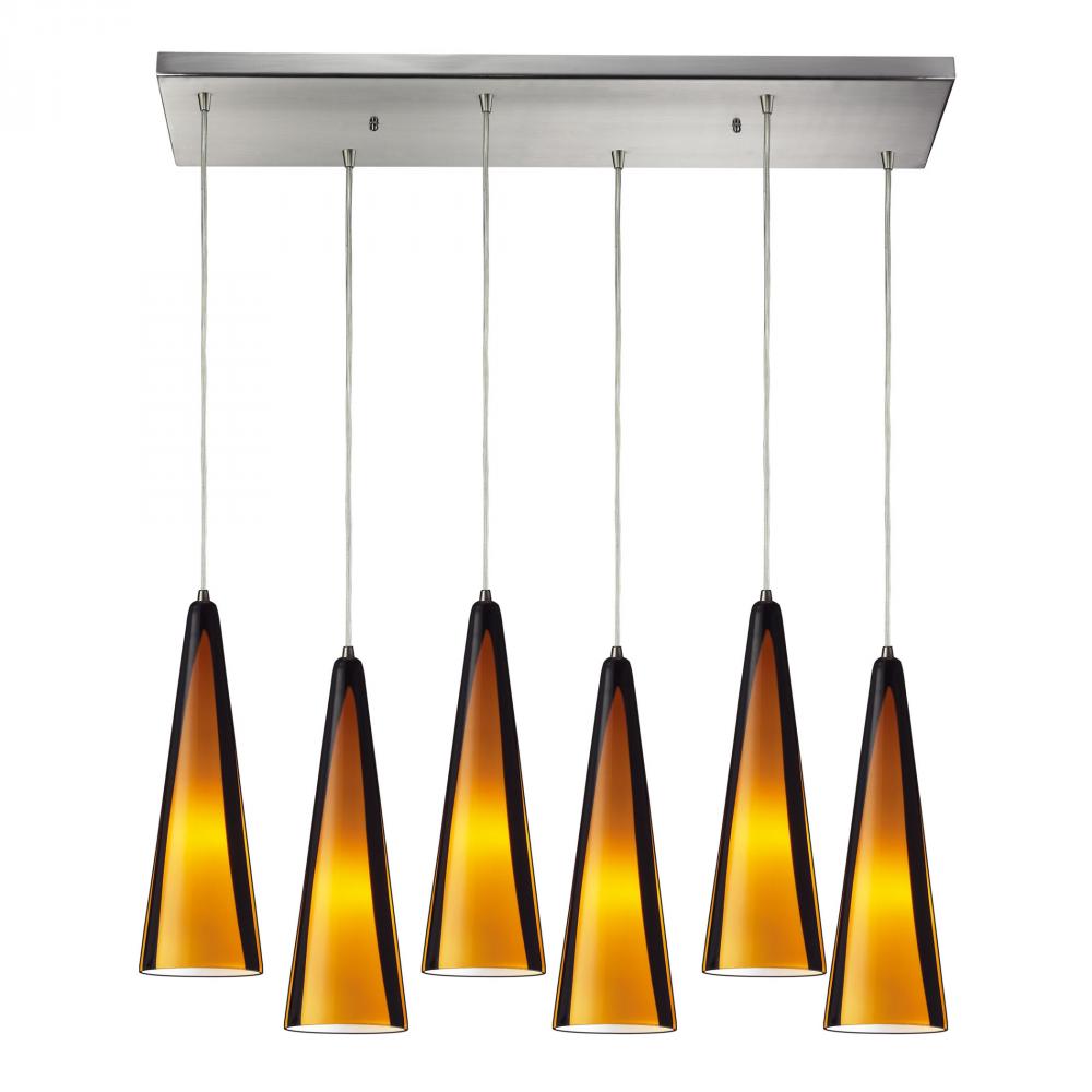 Desert Winds 6 Light Pendant In Satin Nickel And