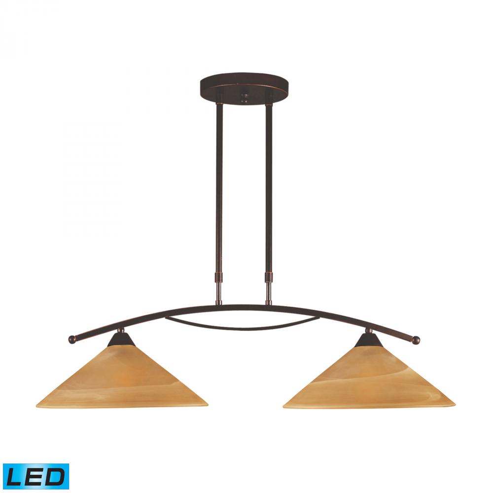 Elysburg 2-Light Island Light in Aged Bronze with Tea Swirl Glass - Includes LED Bulbs