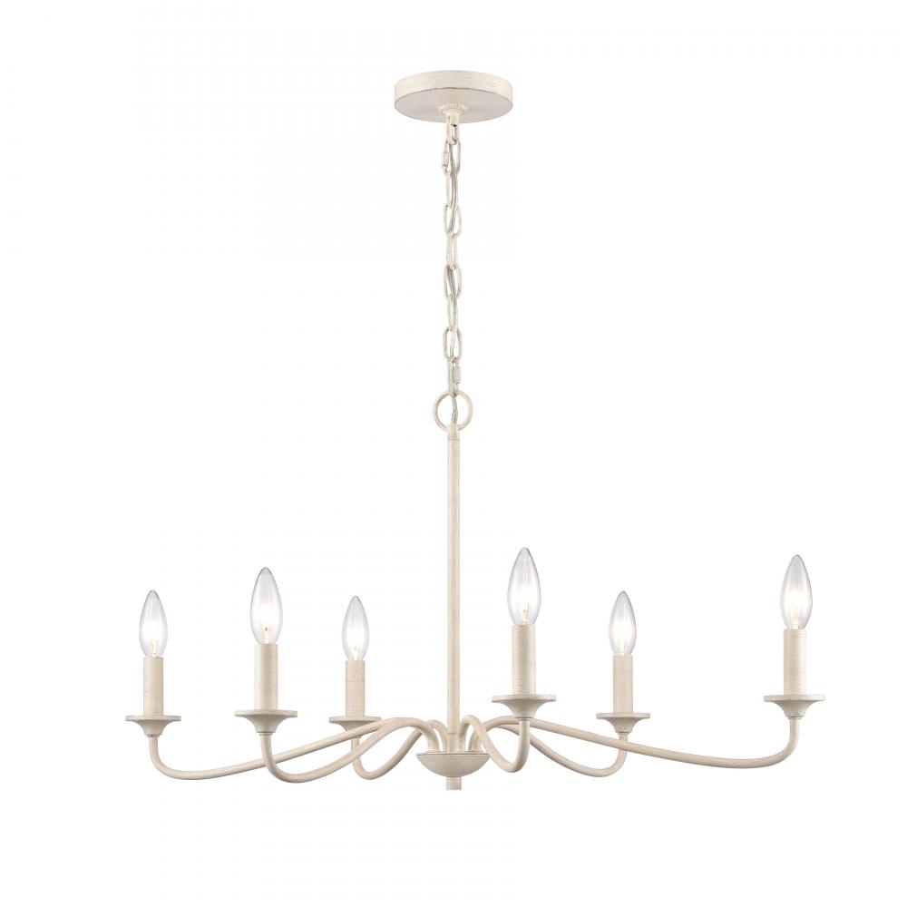 Quinn 30'' Wide 6-Light Chandelier - Antique White