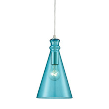 ELK Home 10771/1 - Parson 1 Light Pendant in Satin Nickel with Aqua Glass