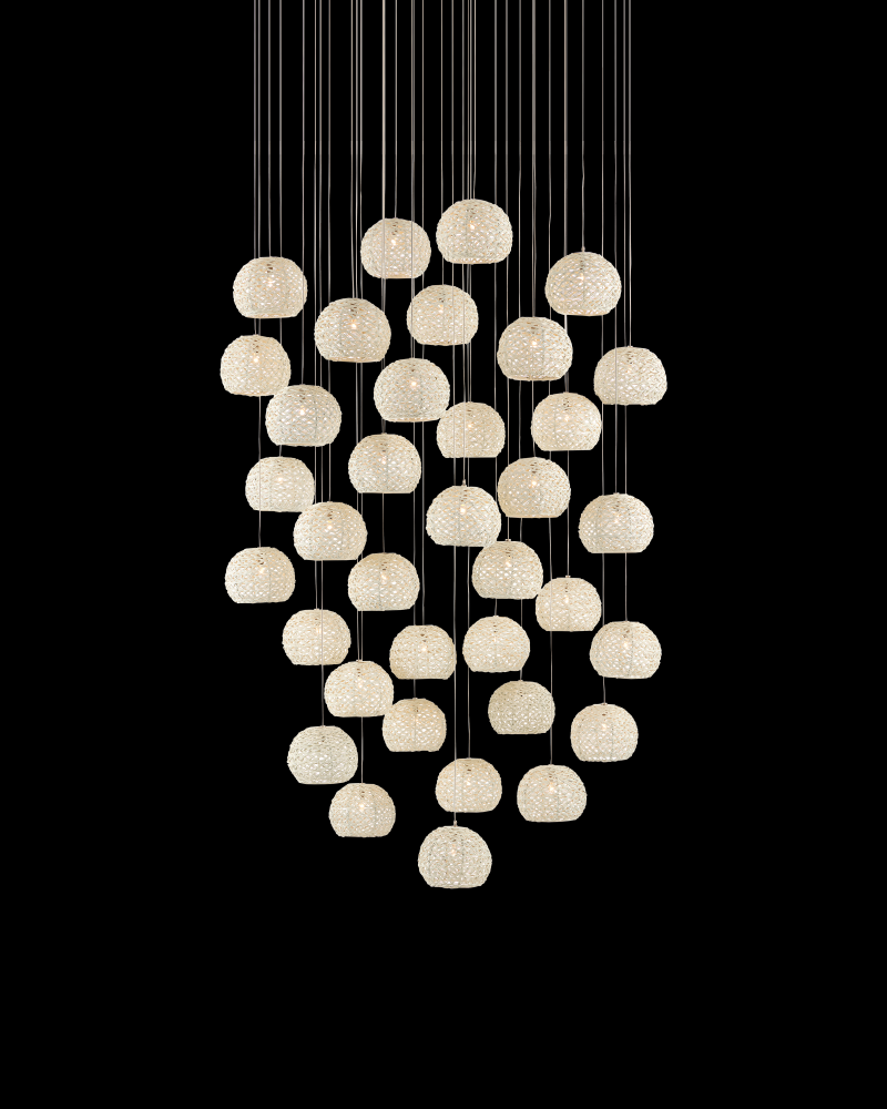 Piero White 36-Light Round Multi-Drop Pendant